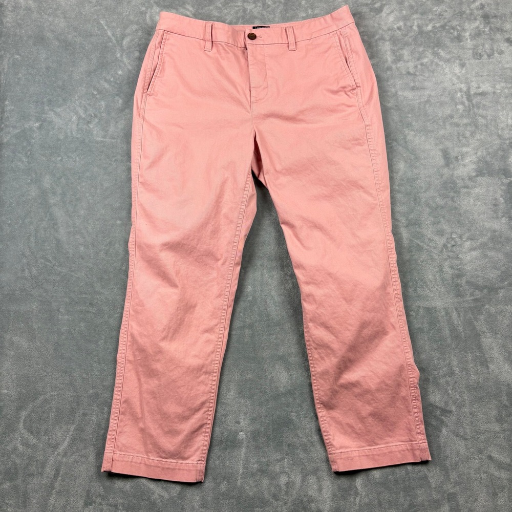 J.Crew Pink/Salmon High-Rise Girlfriend Chino Cropped Pants Women 10 Barbiecore - Picture 2 of 8